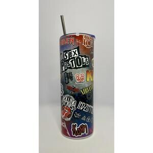 20 oz Rock Stickers Stainless Steel Tumbler with Lid, Straw